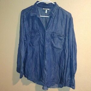Hester & Orchard 100%  Tencel Chambray Button Down Shirt L
